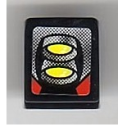 Slope 30 1 x 1 x 2/3 with Yellow and Silver Front Lights Pattern (Sticker) - Set 8899