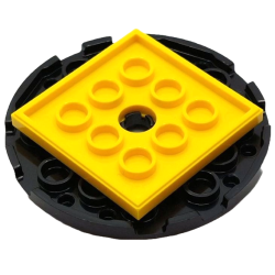 Turntable 6 x 6 x 2/3 with Yellow Square Base, Free-Spinning (11213 / 61485) - Black Turntable 6 x 6 x 2/3 with Yellow Square Base, Free-Spinning (11213 / 61485) - Black