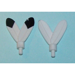 Minifigure, Plume Feathers with Small Pin with Black Tips Pattern on Single Side