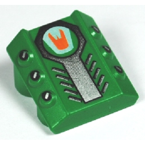 Деталь LEGO 30603pb16 Brick, Modified 2 x 2 No Studs, Sloped with 6 Side Pistons Raised with Scratch Pattern