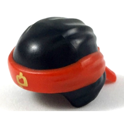 Minifigure, Headgear Ninjago Wrap Type 3 with Molded Red Bandana and Knot and Printed Gold Ninjago Logogram Letter H Pattern