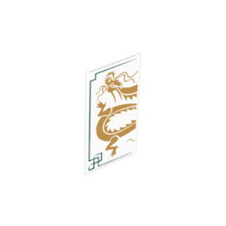 Glass for Window 1 x 4 x 6 with Dark Green Lines and Gold Dragon Head and Midsection on White Background Pattern