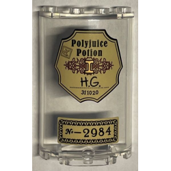 Cylinder Half 2 x 4 x 5 with 1 x 2 Cutout with Black 'Polyjuice Potion' and 'No-2984' Pattern (Stickers) - Set 76391 Cylinder Half 2 x 4 x 5 with 1 x 2 Cutout with Black 'Polyjuice Potion' and 'No-2984' Pattern (Stickers) - Set 76391