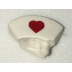 Minifigure, Nurse Hat with Red Heart Pattern
