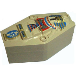 Container, Coffin with Tan Mummy Relief Colorful Pattern Lid (Sarcophagus) - Tan