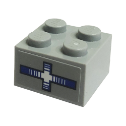 Brick 2 x 2 with Blue and White Cross / Droid Scanner Pattern (Sticker) - Set 75290 Brick 2 x 2 with Blue and White Cross / Droid Scanner Pattern (Sticker) - Set 75290