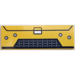 Tile 2 x 6 with Black and Dark Bluish Gray Car Front Grille and Silver Rivets Pattern