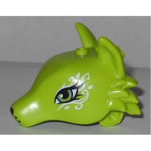 Деталь LEGO 35600pb01 Fox Head with Eyes and White Swirls Pattern