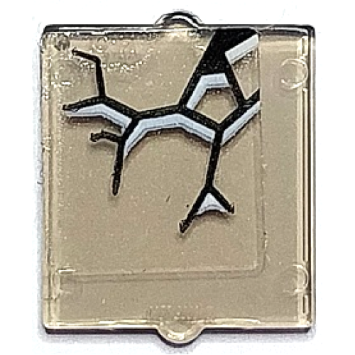 Деталь LEGO 60601pb042 Glass for Window 1 x 2 x 2 Flat Front with Black and White Cracks Pattern 4 (Sticker) - Set 70425