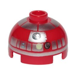 Brick, Round 2 x 2 Dome Top with Silver Band Around Dome, Lime Dot Pattern (Astromech Droid)