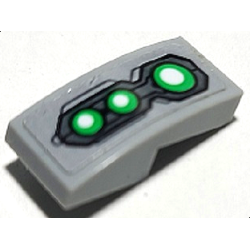 Slope, Curved 2 x 1 x 2/3 with Three Bright Green and White Lights Pattern (Sticker) - Set 76174 Slope, Curved 2 x 1 x 2/3 with Three Bright Green and White Lights Pattern (Sticker) - Set 76174