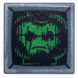Road Sign 2 x 2 Square with Open O Clip with Monitor with Green Head with Black Glasses (Arnim Zola) Pattern (Sticker) - Set 76269