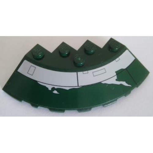 Деталь LEGO 95188pb32 Brick, Round Corner 6 x 6 with Slope 33 Edge, Facet Cutout with SW Slave I Light Bluish Gray Stripe, Dark Green Rectangles and Peeling Paint Pattern (Sticker) - Set 75060