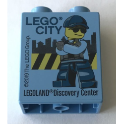 Duplo, Brick 1 x 2 x 2 with LEGO City 2019 LEGOLAND Discovery Center Policeman Pattern Duplo, Brick 1 x 2 x 2 with LEGO City 2019 LEGOLAND Discovery Center Policeman Pattern