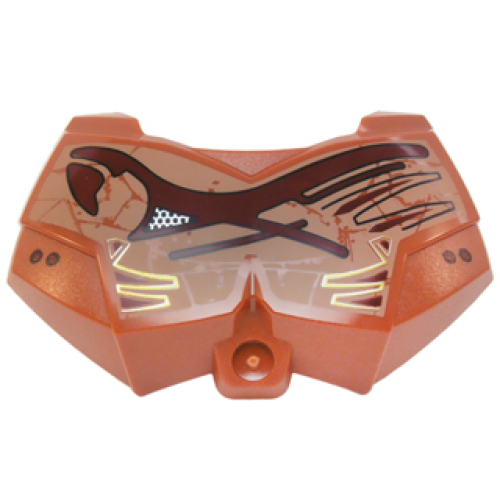 Деталь LEGO 98603pb013 Large Figure Chest Armor Small with Tan and Reddish Brown Pattern
