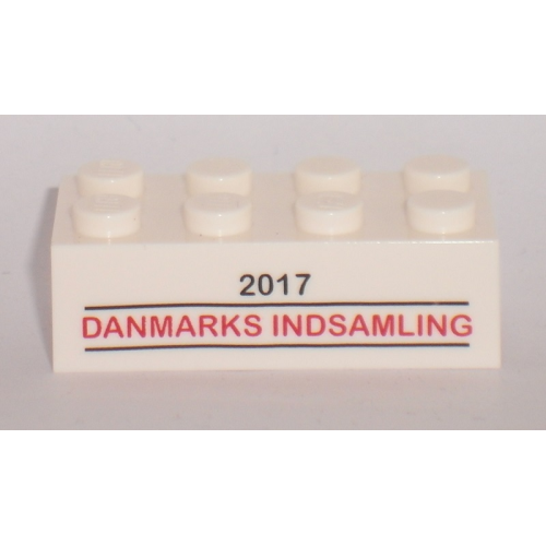 Деталь LEGO 3001pb123 Brick 2 x 4 with '2017 DANMARKS INDSAMLING' Pattern