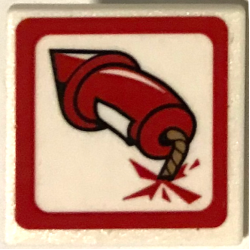 Road Sign 2 x 2 Square with Open O Clip with Red Firework with Lit Fuse Pattern (Sticker) - Set 75826