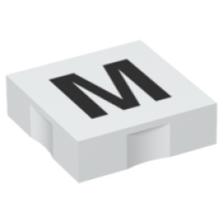 Duplo, Tile 2 x 2 with Black Capital Letter M Pattern
