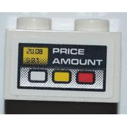 Brick 1 x 2 with Fuel Dispenser Meter with 'PRICE AMOUNT' Pattern (Sticker) - Set 8186