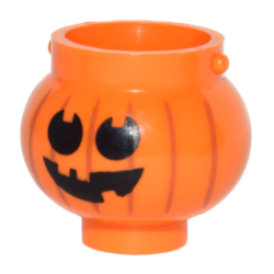 Minifigure, Utensil Pot Small with Handle Holders and Pumpkin Jack O' Lantern with Round Eyes Pattern