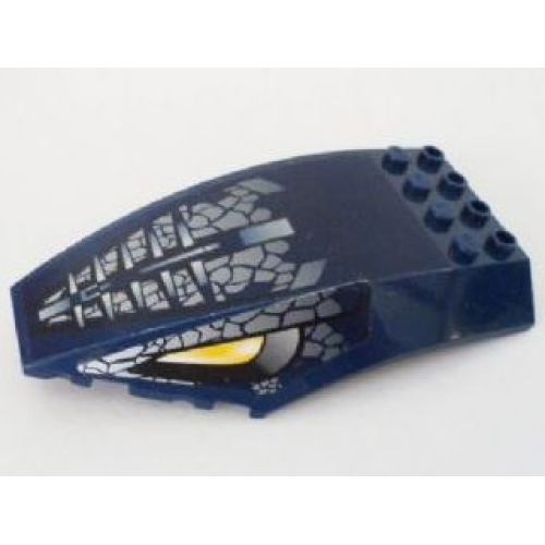 Деталь LEGO 45705pb015 Windscreen 10 x 6 x 2 Curved with Scales and Yellow Snake Eyes Pattern on Both Sides (Stickers) - Set 8769