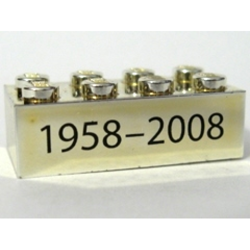 Деталь LEGO 3001pb034 Brick 2 x 4 with Black '1958-2008' Pattern