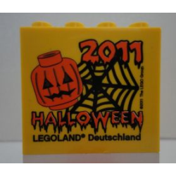 Brick 2 x 4 x 3 with Legoland Deutschland Halloween 2011 and Jack O' Lantern Pattern
