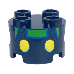 Brick, Round 2 x 2 with Pin Holes with Overalls with Yellow Buttons and Blue Outlines over Bright Green Shirt Pattern (Super Mario Baby Luigi Torso) Brick, Round 2 x 2 with Pin Holes with Overalls with Yellow Buttons and Blue Outlines over Bright Green Shirt Pattern (Super Mario Baby Luigi Torso)