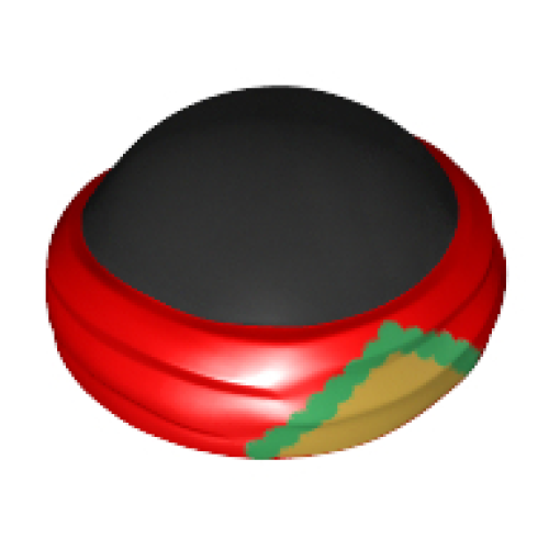 Деталь LEGO 25973pb03 Minifigure, Headgear Black Bald Head with Tied Bandana with Gold and Green Triangle Pattern