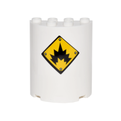 Cylinder Half 2 x 4 x 4 with Black Danger Explosion on Yellow Background Sign Pattern (Sticker) - Set 70900 Cylinder Half 2 x 4 x 4 with Black Danger Explosion on Yellow Background Sign Pattern (Sticker) - Set 70900