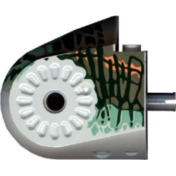 Dinosaur Body Quarter with Pins with Dark Gray, Dark Green, Medium Orange, and Sand Green Markings Streaked Pattern