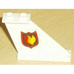 Tail 4 x 1 x 3 with Fire Logo Badge Pattern on Right Side (Sticker) - Sets 7043 / 7046 - Red