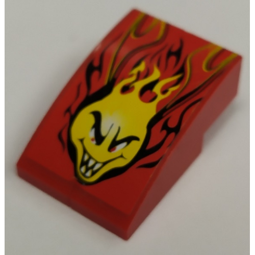 Деталь LEGO BA043pb02 Stickered Assembly 3 x 2 x 1 with Flaming Head Pattern (Sticker) - Set 8667 - 2 Slope, Curved 3 x 1