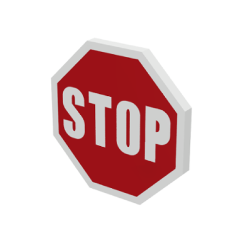 Деталь LEGO 890px1 Road Sign 2 x 2 Octagon with Clip with 'STOP' on Red Background Pattern