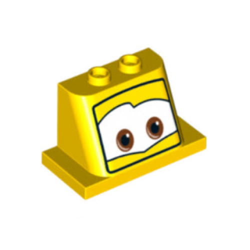 Деталь LEGO 93598pb09 Windscreen 2 x 3 x 2 with 2 x 4 Base with Brown Eyes on White Background Pattern 7, Wider Set Eyes Pattern