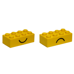Brick 2 x 4 with Smile and Frown Pattern on Opposite Sides