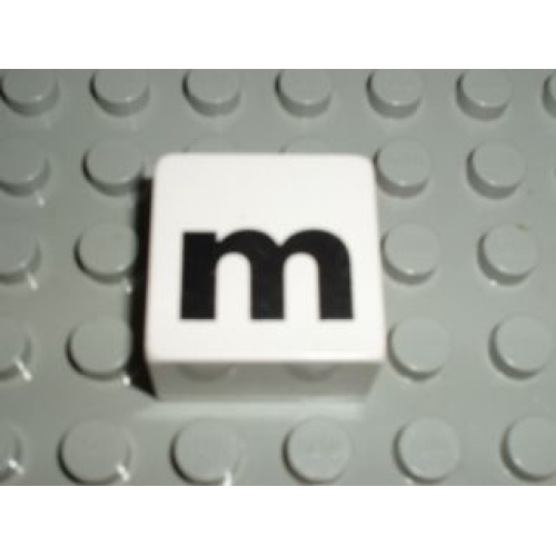 Деталь LEGO 2756pb348 Duplo, Tile 2 x 2 x 1 with Black Lowercase Letter m Pattern