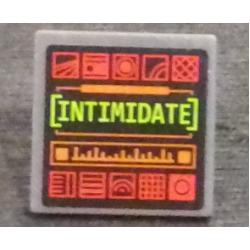 Road Sign 2 x 2 Square with Open O Clip with Computer Screen with 'INTIMIDATE' and 10 Icons Pattern (Sticker) - Set 76023 Road Sign 2 x 2 Square with Open O Clip with Computer Screen with 'INTIMIDATE' and 10 Icons Pattern (Sticker) - Set 76023