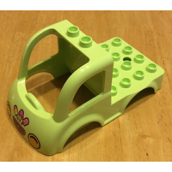 Duplo Car Body Truck 4 x 4 Flatbed with 2 Top Studs, Grille and Headlights, Ice Cream Cones Pattern Duplo Car Body Truck 4 x 4 Flatbed with 2 Top Studs, Grille and Headlights, Ice Cream Cones Pattern