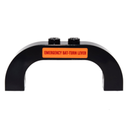 Arch 1 x 6 x 2 Curved Top with Red 'EMERGENCY BAT-TURN LEVER' Pattern on Both Sides (Stickers) - Set 76052 Arch 1 x 6 x 2 Curved Top with Red 'EMERGENCY BAT-TURN LEVER' Pattern on Both Sides (Stickers) - Set 76052
