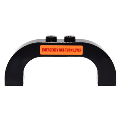 Деталь LEGO 6183pb01 Arch 1 x 6 x 2 Curved Top with Red 'EMERGENCY BAT-TURN LEVER' Pattern on Both Sides (Stickers) - Set 76052