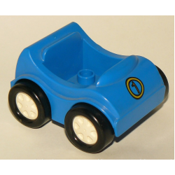 Duplo Car with White Wheels and Black Smooth Tires with Yellow Number 1 in Circle Pattern Duplo Car with White Wheels and Black Smooth Tires with Yellow Number 1 in Circle Pattern