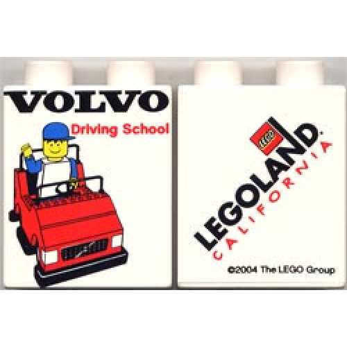 Деталь LEGO 4066pb237 Duplo, Brick 1 x 2 x 2 with Volvo Driving School Pattern