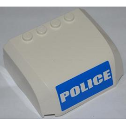 Windscreen 5 x 6 x 2 Curved Top Canopy with 4 Studs with White 'POLICE' on Blue Background Pattern (Sticker) - Set 7288 Windscreen 5 x 6 x 2 Curved Top Canopy with 4 Studs with White 'POLICE' on Blue Background Pattern (Sticker) - Set 7288