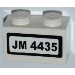 Brick 1 x 2 with 'JM 4435' on White Background Pattern (Sticker) - Set 4435