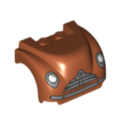 Vehicle, Mudguard 3 x 4 x 2 with Flat Top, Steep Front and Curved Fenders with Headlights, Grille, Curved Bumper and Thin Mouth Pattern (Smokey) Vehicle, Mudguard 3 x 4 x 2 with Flat Top, Steep Front and Curved Fenders with Headlights, Grille, Curved Bumper and Thin Mouth Pattern (Smokey)