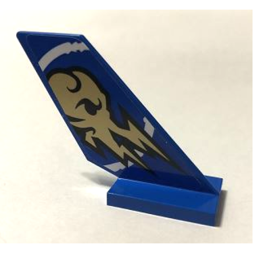Деталь LEGO 6239pb103R Tail Shuttle with Gold Ninjago Jay Lightning Symbol in White Circle Pattern Model Right Side (Sticker) - Set 70668