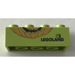 Brick 2 x 4 with Legoland Deutschland Halloween 2004 Pumpkin Pattern 3 of 3 - Lime