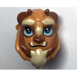 Mini Doll, Headgear Mask Beast, Holes on Top and Back with Reddish Brown Horns, Black Eyebrows, Upper Eyelids, Medium Azure Eyes with 2 Glints, White Fangs and Tan Beard Pattern Mini Doll, Headgear Mask Beast, Holes on Top and Back with Reddish Brown Horns, Black Eyebrows, Upper Eyelids, Medium Azure Eyes with 2 Glints, White Fangs and Tan Beard Pattern