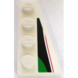 Wedge, Plate 4 x 2 Right with Red, Black and Small Green Pattern (Sticker) - Set 8898 Wedge, Plate 4 x 2 Right with Red, Black and Small Green Pattern (Sticker) - Set 8898